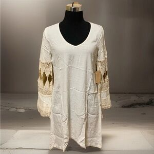 Green Dragon Matta Tunic Top Blouse Ivory Beige knit lace ethnic beach summer